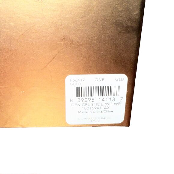 Coach Open Circle Stone Yellow Gold Dangle Earring F56417 & Gift Box NWT VHTF - Picture 10 of 11